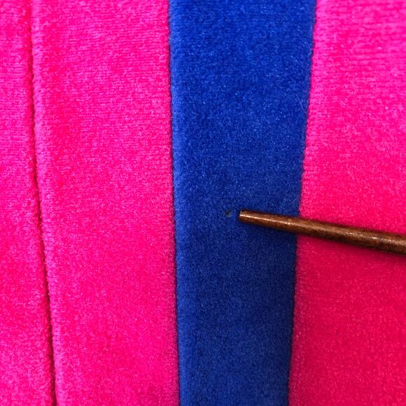 VTG Vanity Fair Velour Full Length Robe House Coat Pink Half Zip Granny 70s 8 M - Picture 6 of 11
